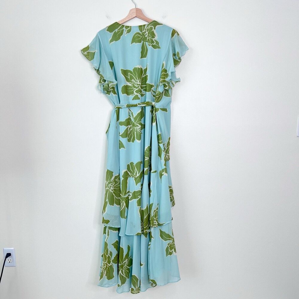 Anthropologie Light Blue Maxi Dress with Olive Floral Print - Picture 8 of 13